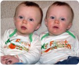 Seven-month-old twin boys Aidan and Daniel