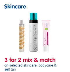 3 for 2 across Skincare, body care and self Tan